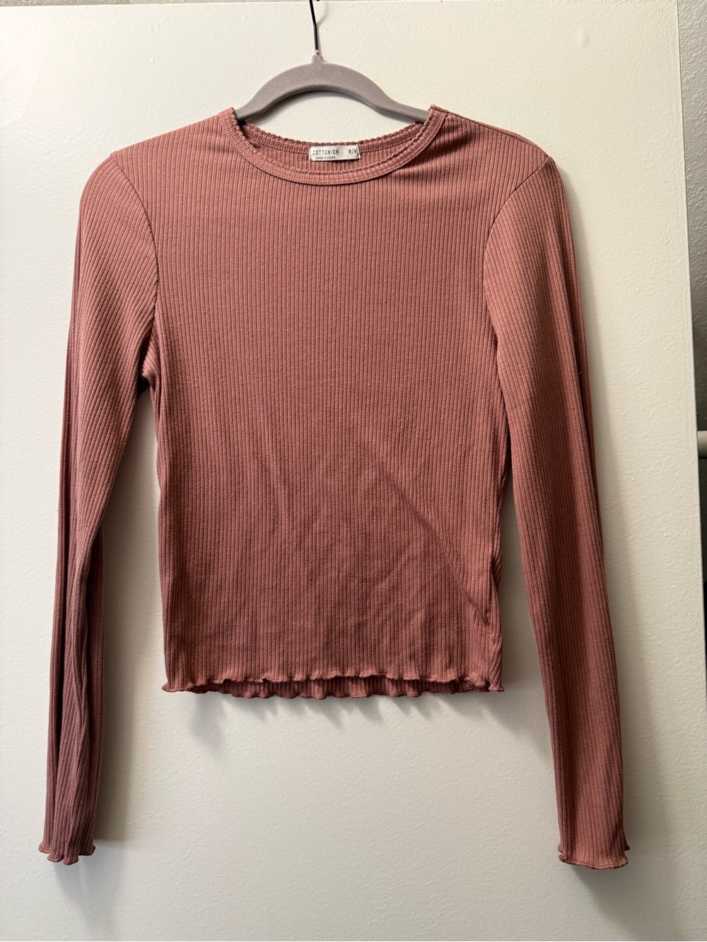 Cotton On Mauve Ribbed Long-Sleeve Tee